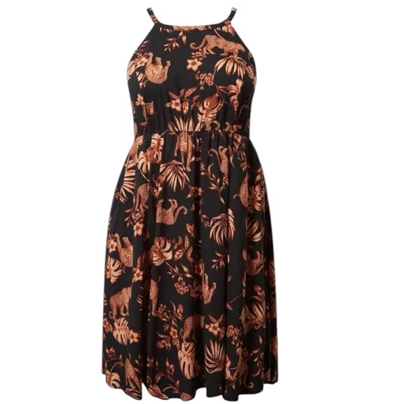 Mini Challis Halter Neck Hi-Low Dress - Picture 4 of 5